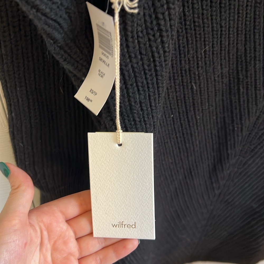 NWT Aritzia Wilfred Seville Merino Wool Sweater Dress in Black - Picture 4 of 8